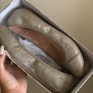 Gold glitter ballerina flats